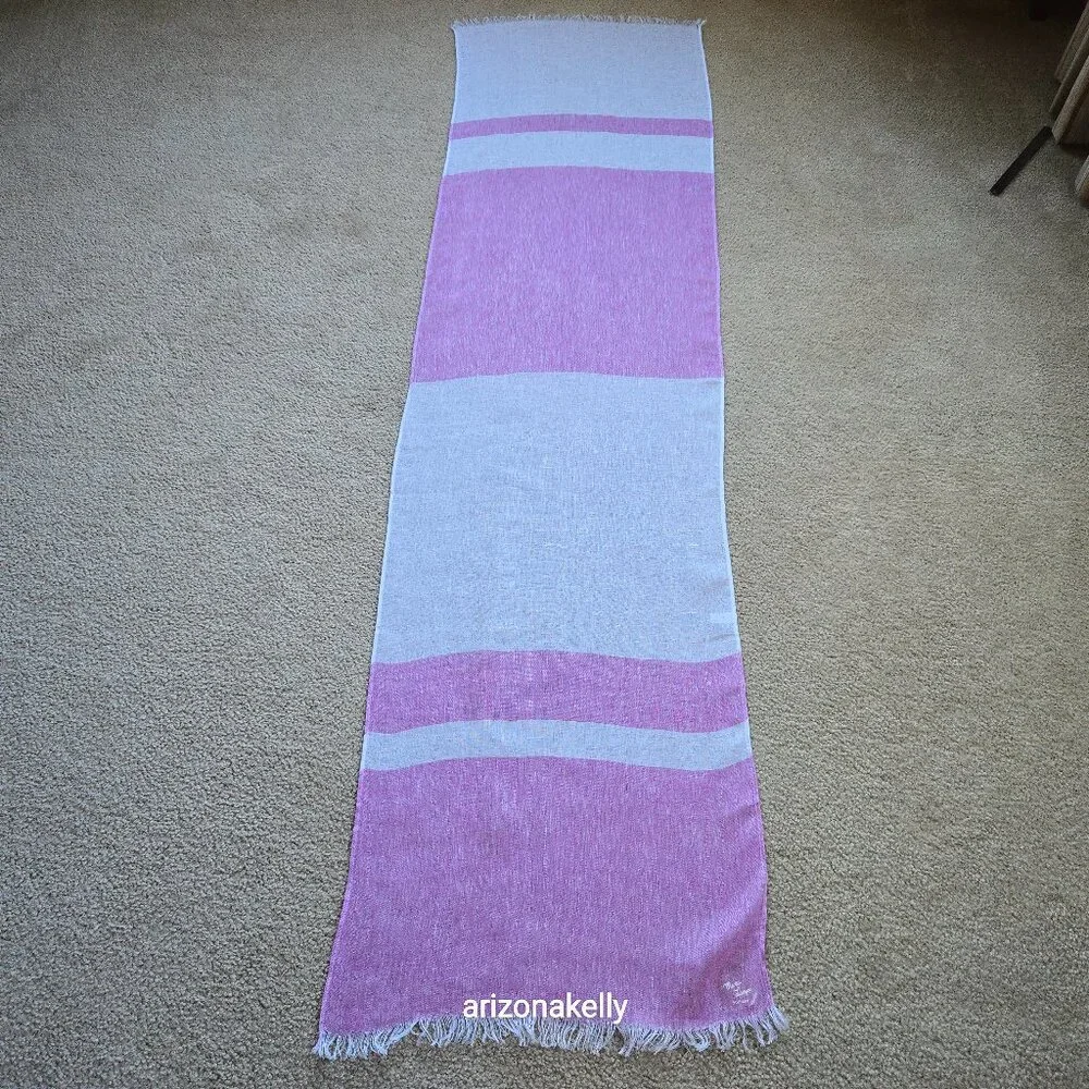 NWT Linen Scarf Italian Maria Lampo Pink & White